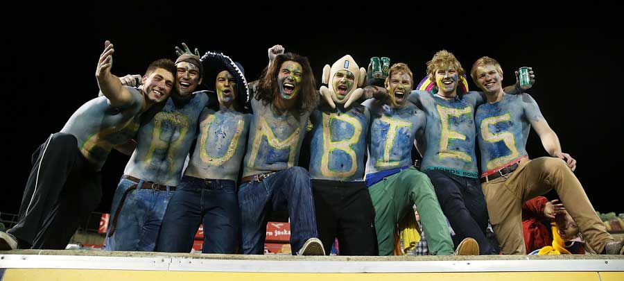 The Brumbies' supporters salute their victory