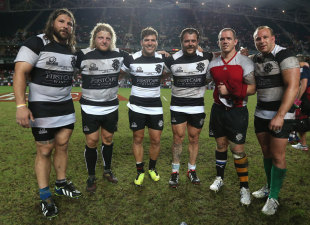 The Barbarians front row in their odd socks, British & Irish Lions v Barbarians, Hong Kong Stadium, Hong Kong, June 1, 2013