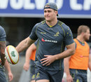 Wallabies captain James Horwill warms up in training