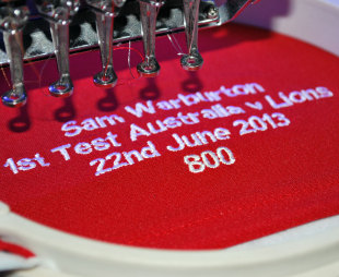 Sam Warburton's Lions shirt is embroidered ahead of the first Test against Australia, Brisbane, June 21, 2013