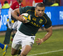 South Africa's Bryan Habana crosses for a try