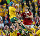 Australia's James Horwill and the Lions' Alun Wyn Jones contest a lineout