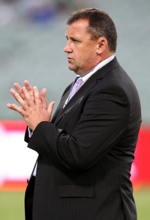 Chiefs coach Ian Foster looks on during the warm up before the round 12 Super 14 match between the Western Force and the Chiefs at Subiaco Oval on May 3, 2008 in Perth, Australia. 