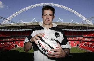 New Zealand captain Richie McCaw poses at Wembley Stadium following a press conference to confirm that he will play for the Barbarians against Australia aon 3 December 2008.
