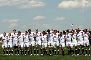 England Saxons line up for the national anthem ahead of their Churchill Cup match with the USA, June 7, 2008
