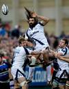 Sale lock Sebastien Chabal rises for the ball in a lineout