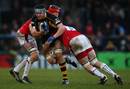 Wasps lock Tom Palmer takes on the Saracens defence