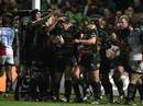 James Downey is congratulated after scoring Northampton's winning try