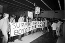 An anti-apartheid demonstration is held at Perth airport 