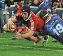 The Lions' Sean O'Brien crashes over for a score