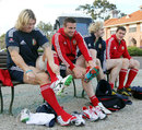 Richard Hibbard, Tommy Bowe, Richie Gray and Ian Evans prepare for a training session in Melbourne