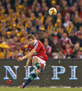 The Lions'  Leigh Halfpenny kicks a penalty goal