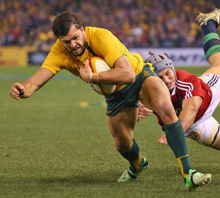 Australia's Adam Ashley-Cooper crosses for a try