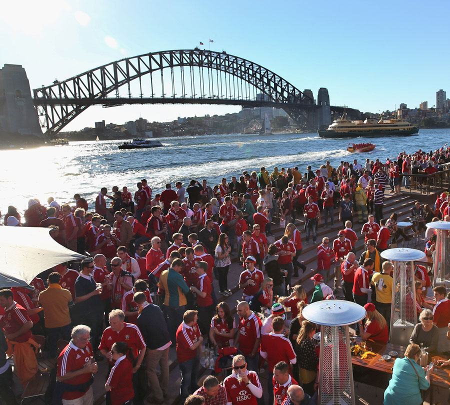 Fans warm up for the series decider between Australia and the Lions