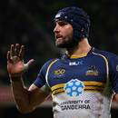 The Brumbies' Scott Fardy gestures to team-mates