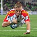 The Chiefs' Gareth Anscombe score his first try against the Rebels