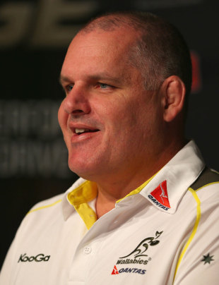 Wallabies coach Ewen McKenzie speaks to the media at the Rugby Championship squad announcement, Sydney, July 26, 2013