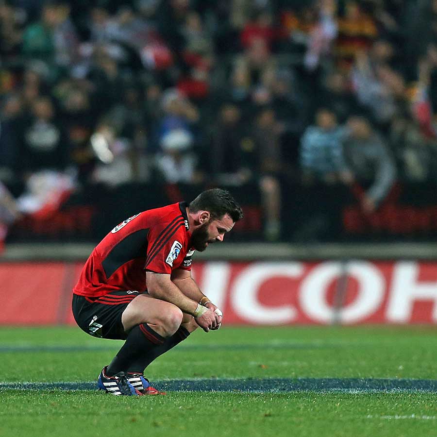 The Crusaders' Ryan Crotty is dejected after losing to the Chiefs