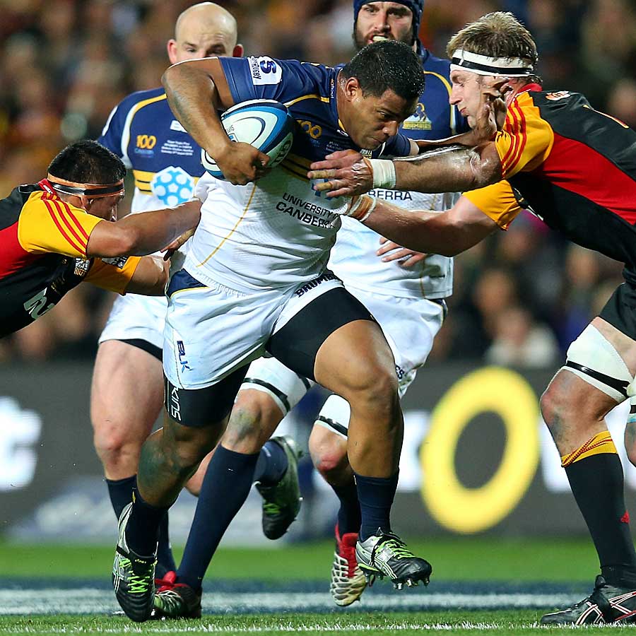 The Brumbies' Scott Sio takes the ball forward against the Chiefs