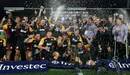 Champagne is sprayed as the Chiefs revel in their back-to-back title feat