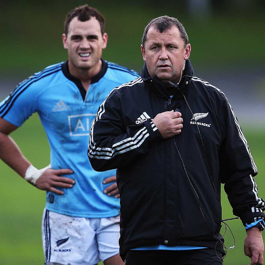 Assistant coach Ian Foster watches the All Blacks train
