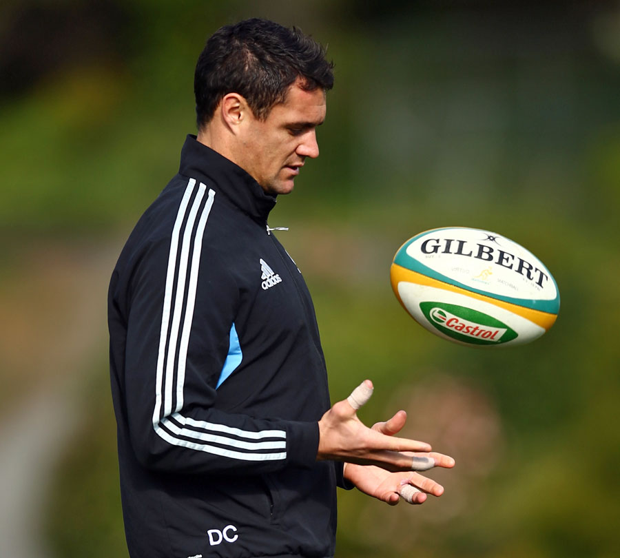 New Zealand fly-half Dan Carter sits out training