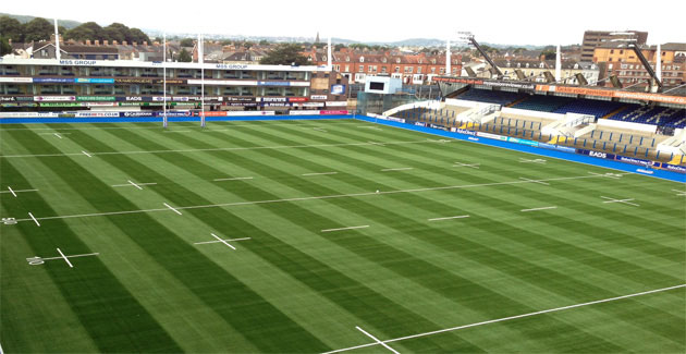 The newly-laid artificial pitch at Cardiff Blues' Arms Park home