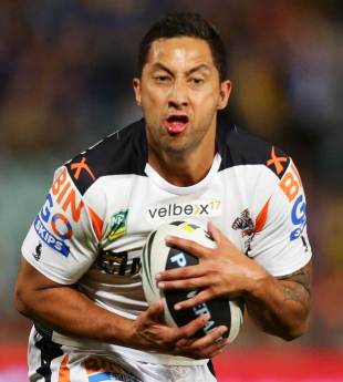 Wests Tigers' playmaker Benji Marshall in action, Brisbane Broncos v  Wests Tigers, Suncorp Stadium, June 17, 2013
