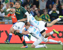 South Africa's Bryan Habana stretches the Argentina defence
