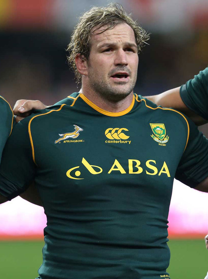 South Africa's Jannie du Plessis lines up for the anthem
