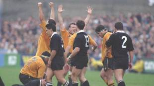 Australia celebrate their victory, Australia v New Zealand, Rugby World Cup, Lansdowne Road, October 27, 1991