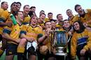 Australia celebrate after defeating the All Blacks to retain the Bledisloe Cup