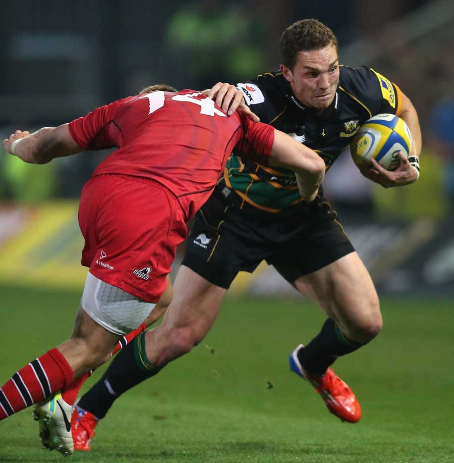 Northampton's George North tries to get past the marker