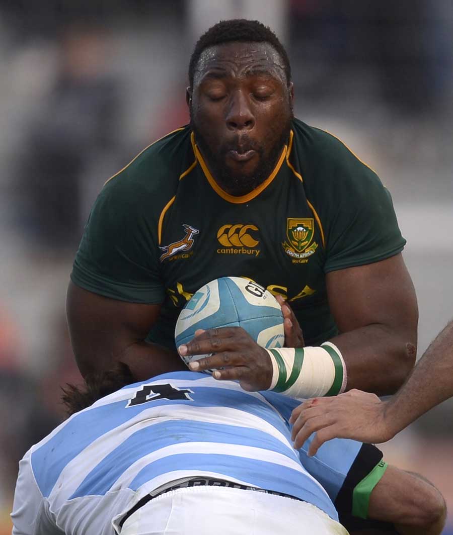 South Africa Tendai Mtawarira is halted in his tracks