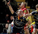 Worcester's Andy Goode leads the celebrations