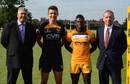 Chris Bell stands alongside Christian Wade as Wasps unveil their kit for the 2013-14 campaign