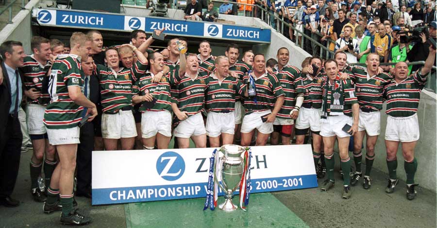 Leicester Tigers' celebrate winning the Zurich Championship