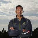 Israel Folau poses during a press conference to announce his decision to remain in rugby union