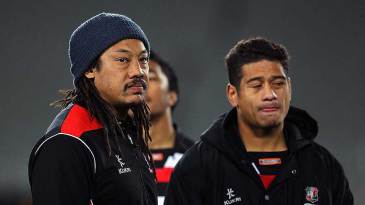 Counties Manukau's Tana Umaga and Augustine Pulu watch the Steelers against Auckland, Auckland v Counties Manukau, ITM Cup, Eden Park, Auckland, September 4, 2013