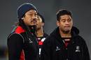Counties Manukau's Tana Umaga and Augustine Pulu watch the Steelers against Auckland