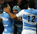 Argentina's Juan Leguizamon celebrates his try