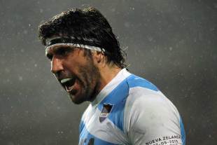 Argentina's Juan Martin Fernandez Lobbe battles the conditions, New Zealand v Argentina, Rugby Championship, Waikato Stadium, Hamilton, September 7, 2013