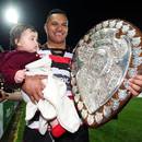 Counties Manukau's Hika Elliot celebrates Ranfurly Shield victory with his daughter
