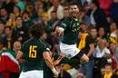 South Africa's Willie le Roux of the Springboks celebrates a try