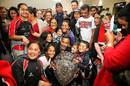 Counties Manukau's Sione Molia shows off the Ranfurly Shield to Steelers fans