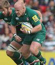 Leicester's Dan Cole takes the attack to Worcester