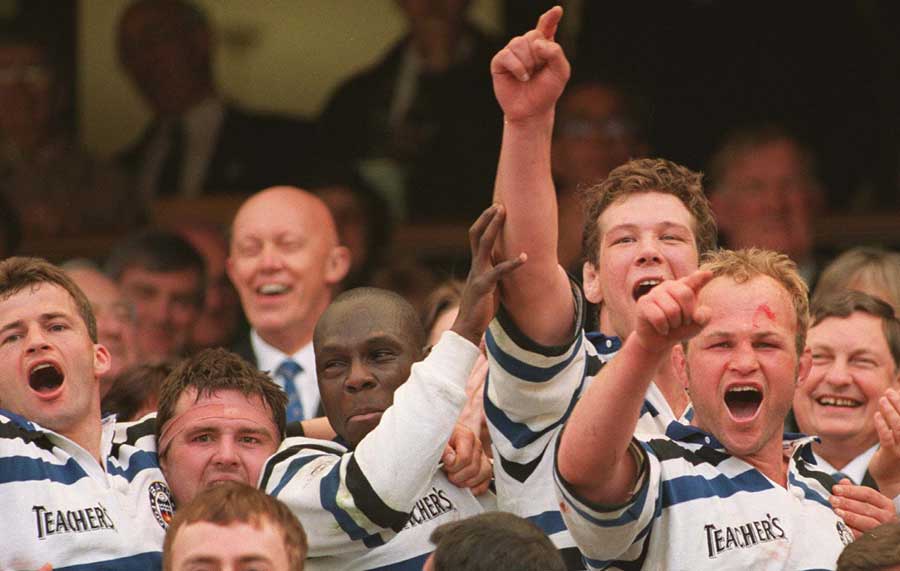 Bath celebrate their win over Leicester