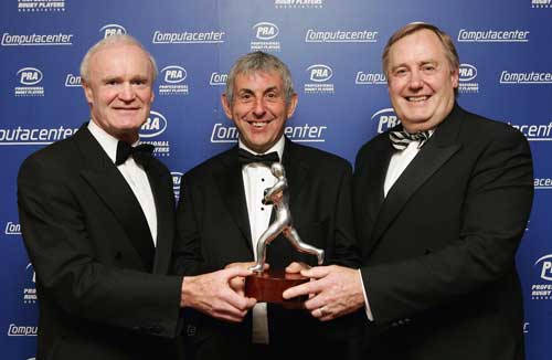 Mike Gibson, Ian McGeechan and David Duckham pose after they were inducted into the PRA Hall of Fame