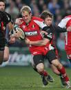 Gloucester's Olly Morgan is shackled by the Saracens defence