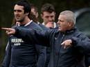 Warren Gatland makes a point during Wales training